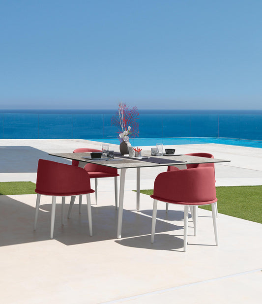 Cleo Soft Alu Tavolo Pranzo 150x150 da esterno Talenti white light grey giardino