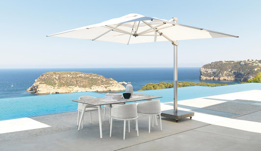 Cleo Soft Alu Tavolo Pranzo 220x100 da esterno Talenti bianco grigio chiaro design