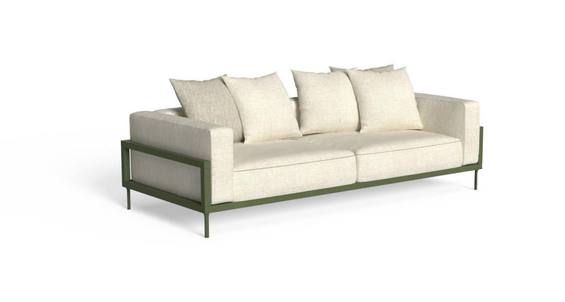 Cleo Soft Alu divano 3 posti in alluminio da esterno Talenti verde canna reed bianco warm
