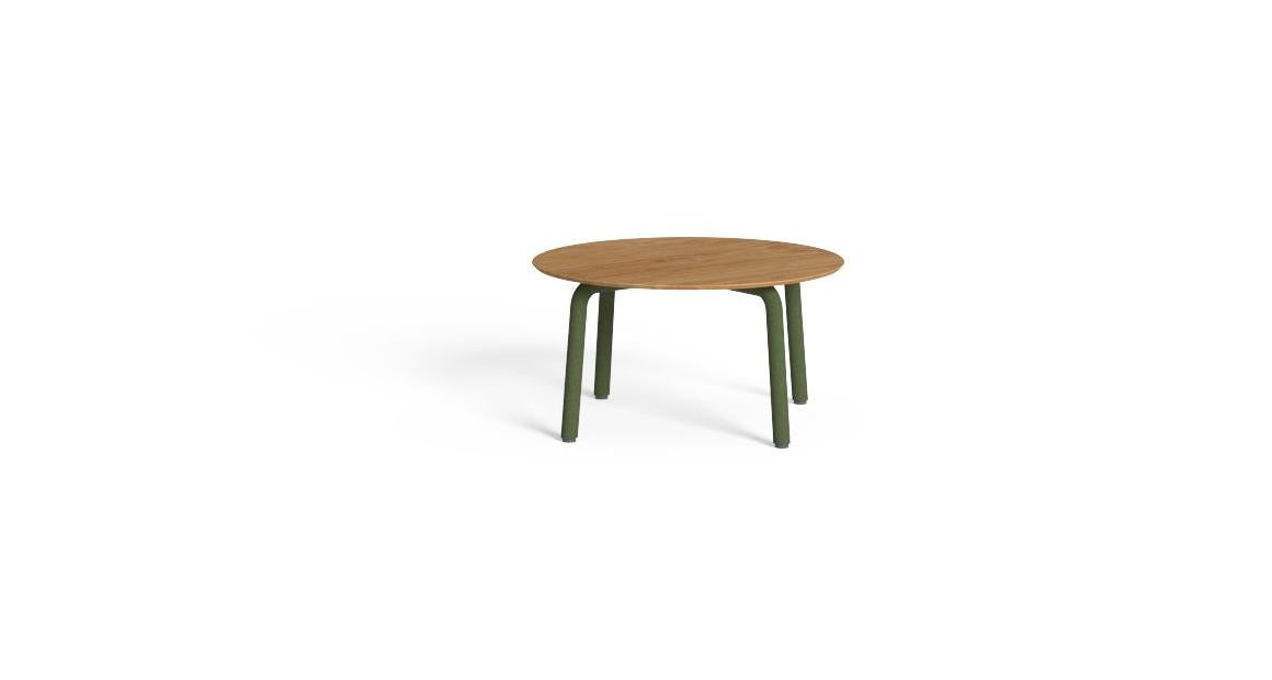 Cleo Soft Alu tavolo da caffè d75 in alluminio da esterno Talenti verde canna teak naturale