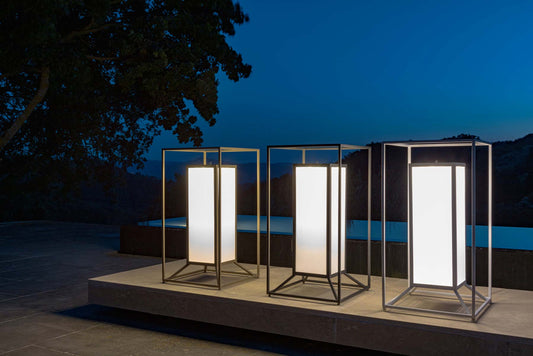 Cleo Soft alu h66 lampada da esterno accesa serale Talenti