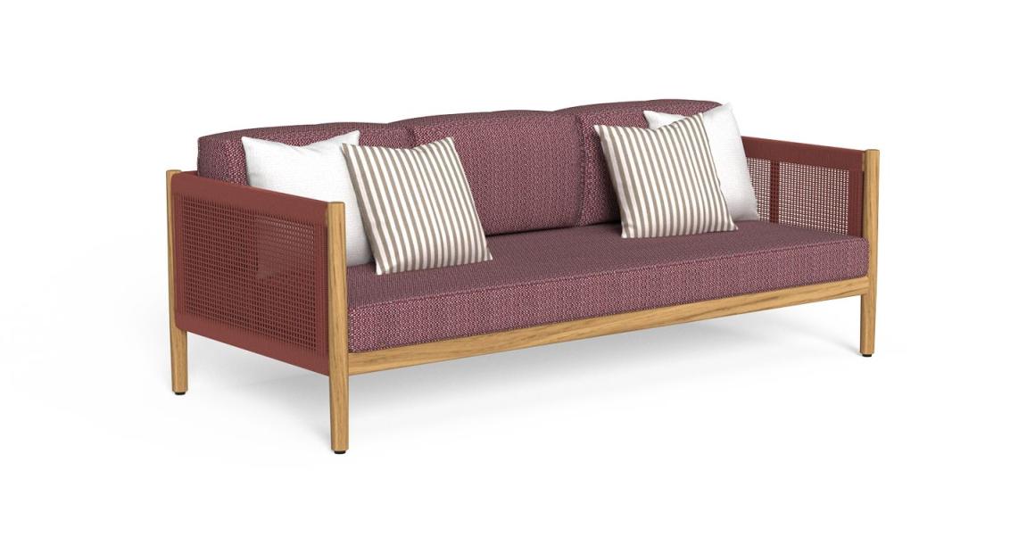 Dolcevita Divano 3 Posti Talenti Natural Teak - Dune Red Genco Outdoor