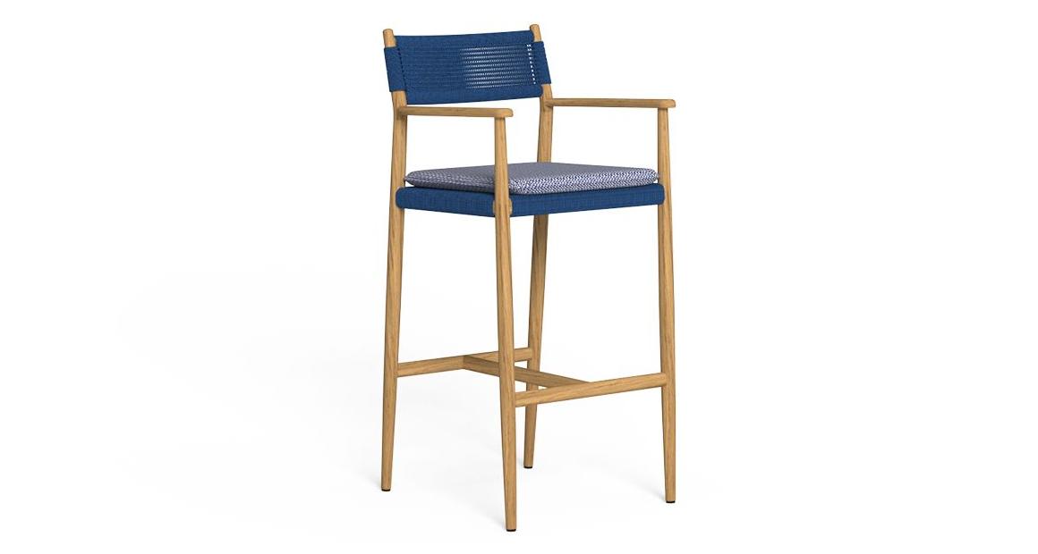 Dolcevita Poltrona da Bar Talenti Natural Teak - Dune Blue Genco Outdoor