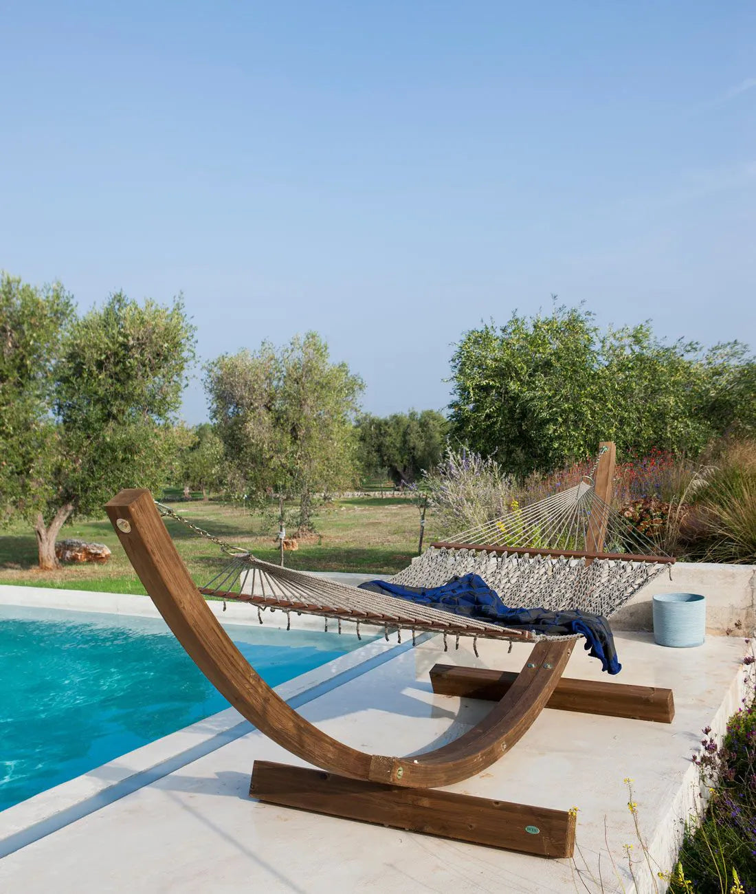 amaca autoportante legno rete piscina unopiu