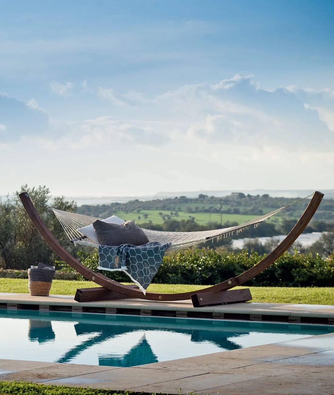 amaca autoportante legno rete genco outdoor piscina unopiu