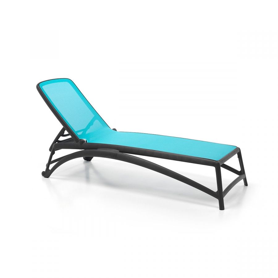 Lettino Atlantico in resina fiberglass Nardi antracite-celeste Genco Outdoor