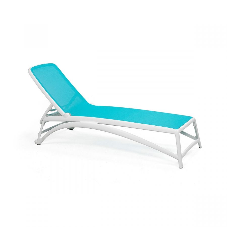 Lettino Atlantico in resina fiberglass Nardi bianco-celeste Genco Outdoor