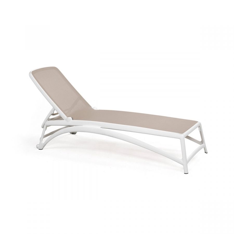 Lettino Atlantico in resina fiberglass Nardi bianco-tortora Genco Outdoor
