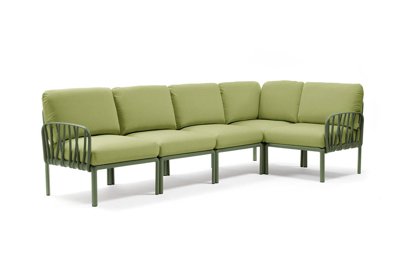Komodo 5 divano modulare in resina fiberglass Nardi Agave Avocado-sunbr. Genco Outdoor