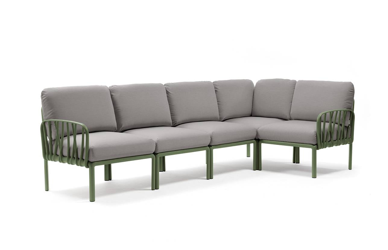 Komodo 5 divano modulare in resina fiberglass Nardi Agave grigio Genco Outdoor