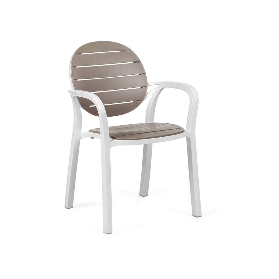 Sedia in resina con braccioli Palma Nardi bianco-tortora Genco Outdoor