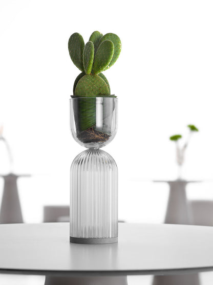 Lampada vaso da esterno Lyxo rigata sotto grigio rosa fume luce