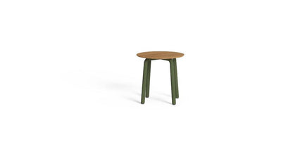 Cleo Soft Alu tavolo da caffè d50 in alluminio da esterno Talenti verde canna teak naturale
