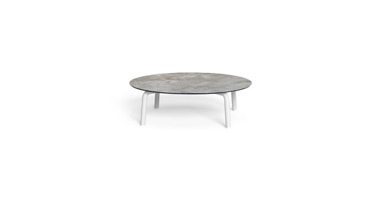 Cleo Soft Alu tavolo caffè d100 in alluminio da esterno Talenti bianco grigio chiaro