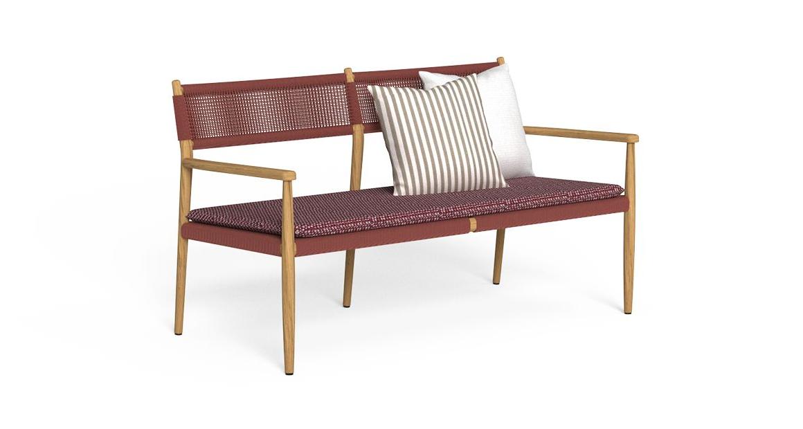 Dolcevita Divano Loveseat Talenti Natural Teak - Dune Red Genco Outdoor