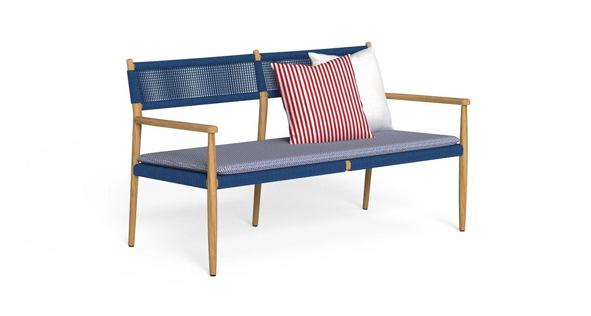 Dolcevita Divano Loveseat Talenti Natural Teak - Dune Blue Genco Outdoor