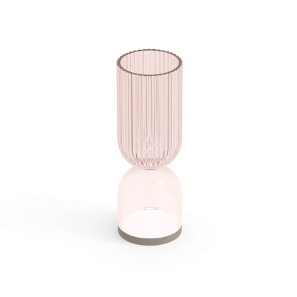 Lampada vaso da esterno Lyxo rigata sopra rosa fume