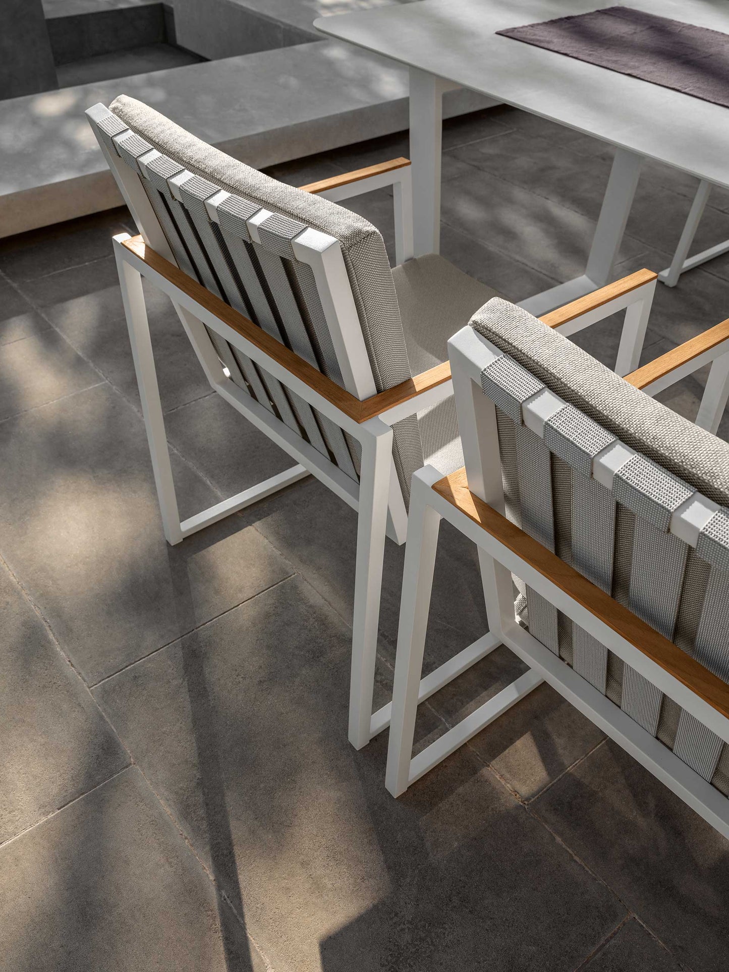 Sedia poltrona pranzo alluminio corda da esterno Alabama Talenti Bianco Grigio