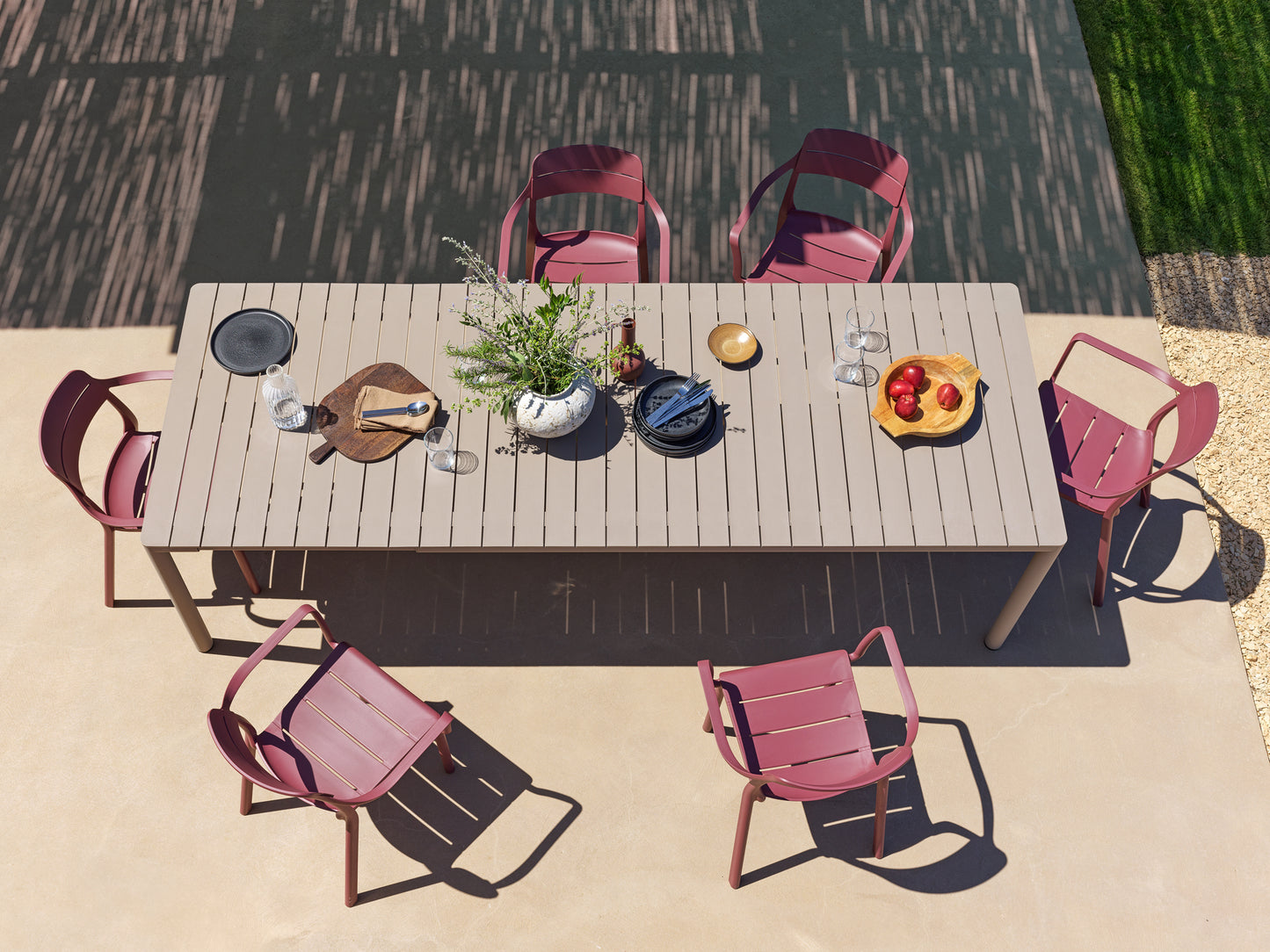 sedia pranzo da esterno con braccioli cassia armchair nardi rosso borgogna genco outdoor