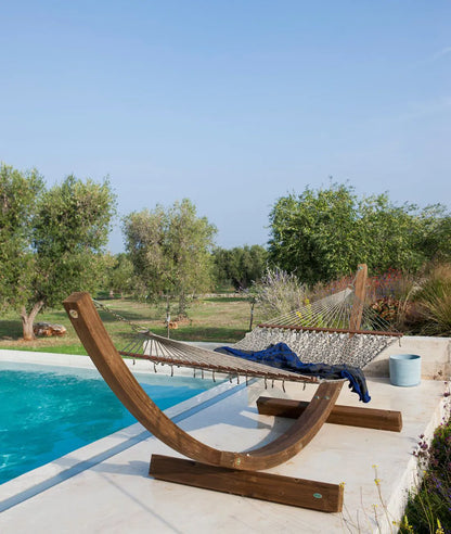 amaca autoportante legno rete piscina unopiu